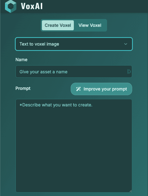 VoxAI Text to Image Step 1