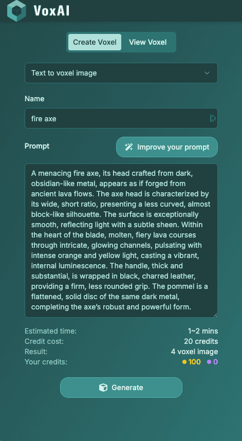 VoxAI Text to Image Step 2