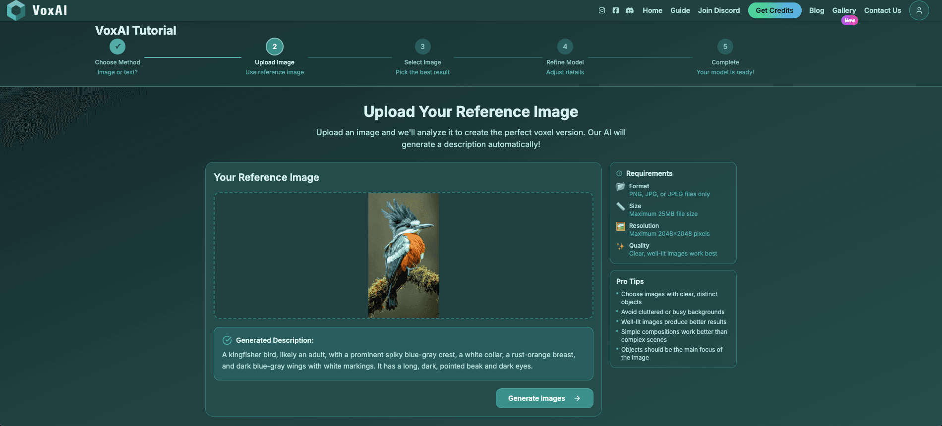 VoxAI Tutorial Step 2 - Image Upload