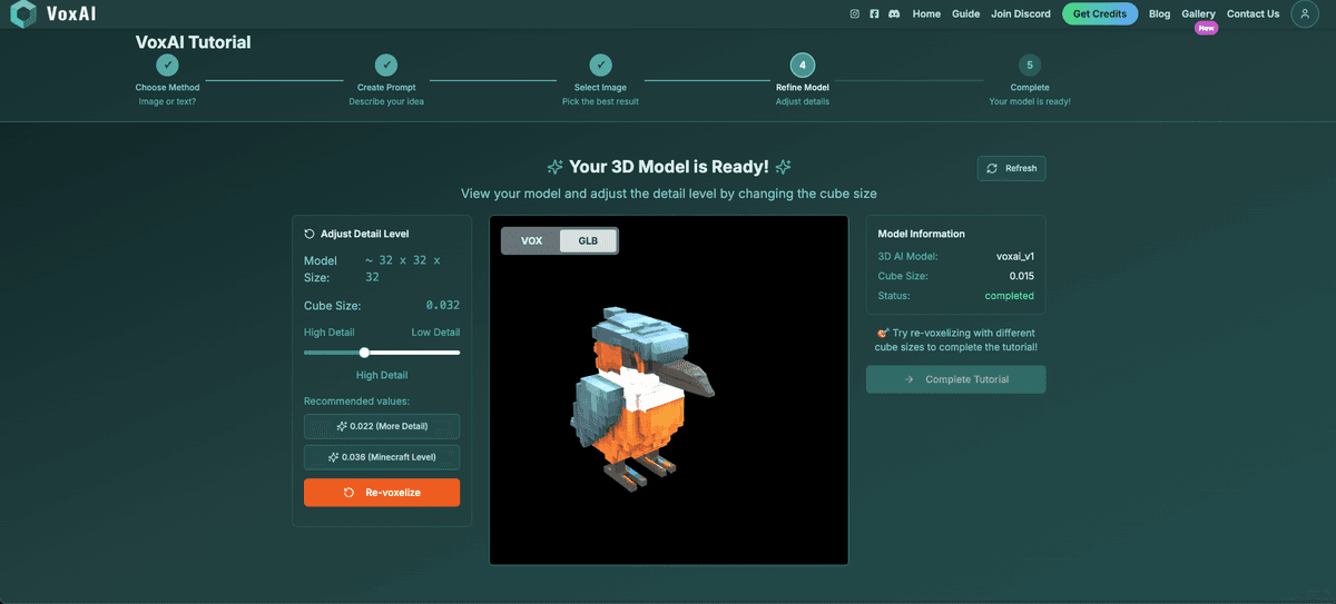 VoxAI Tutorial Step 4 - GLB View