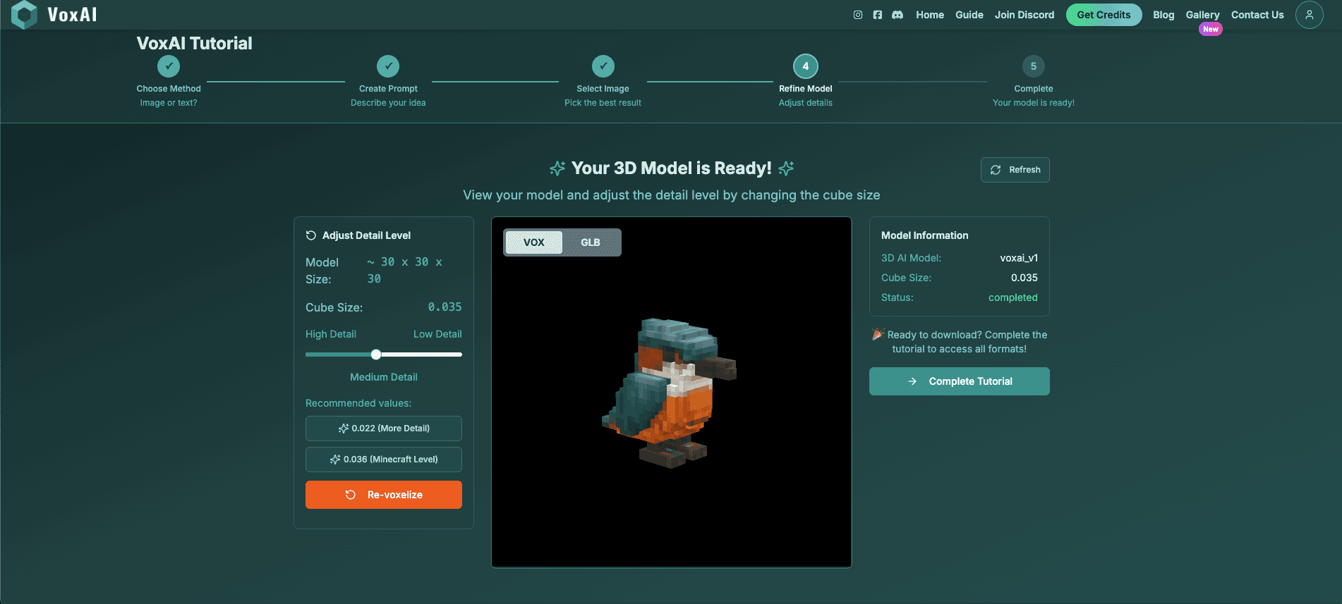 VoxAI Tutorial Step 4 - Revoxelized for Minecraft