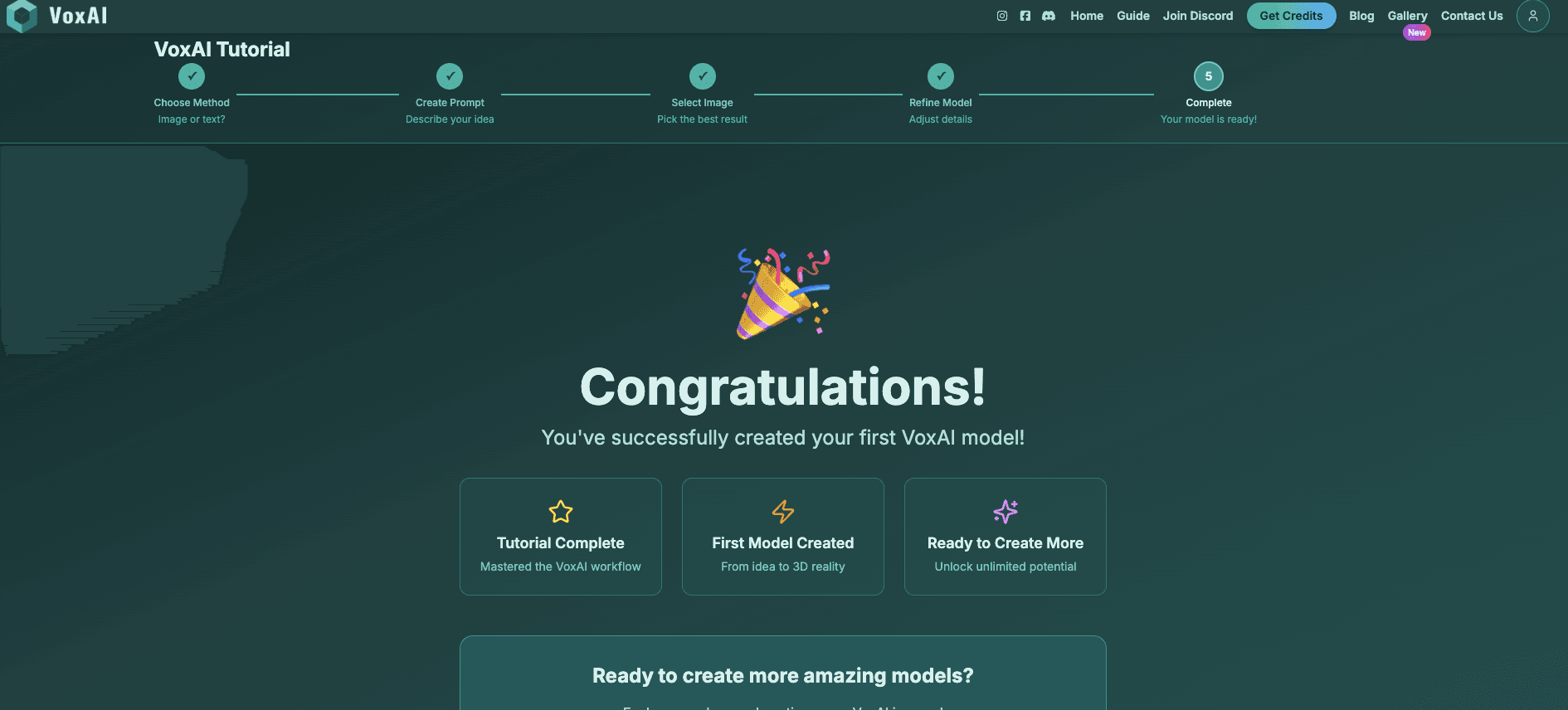 VoxAI Tutorial Step 5 - Completion